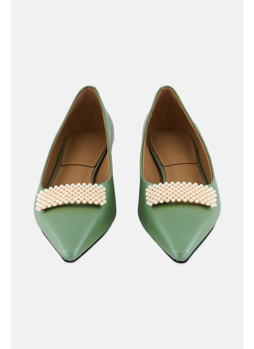 CHARLES & KEITH Women Slip On Pumps, Sage Green  - Image 4