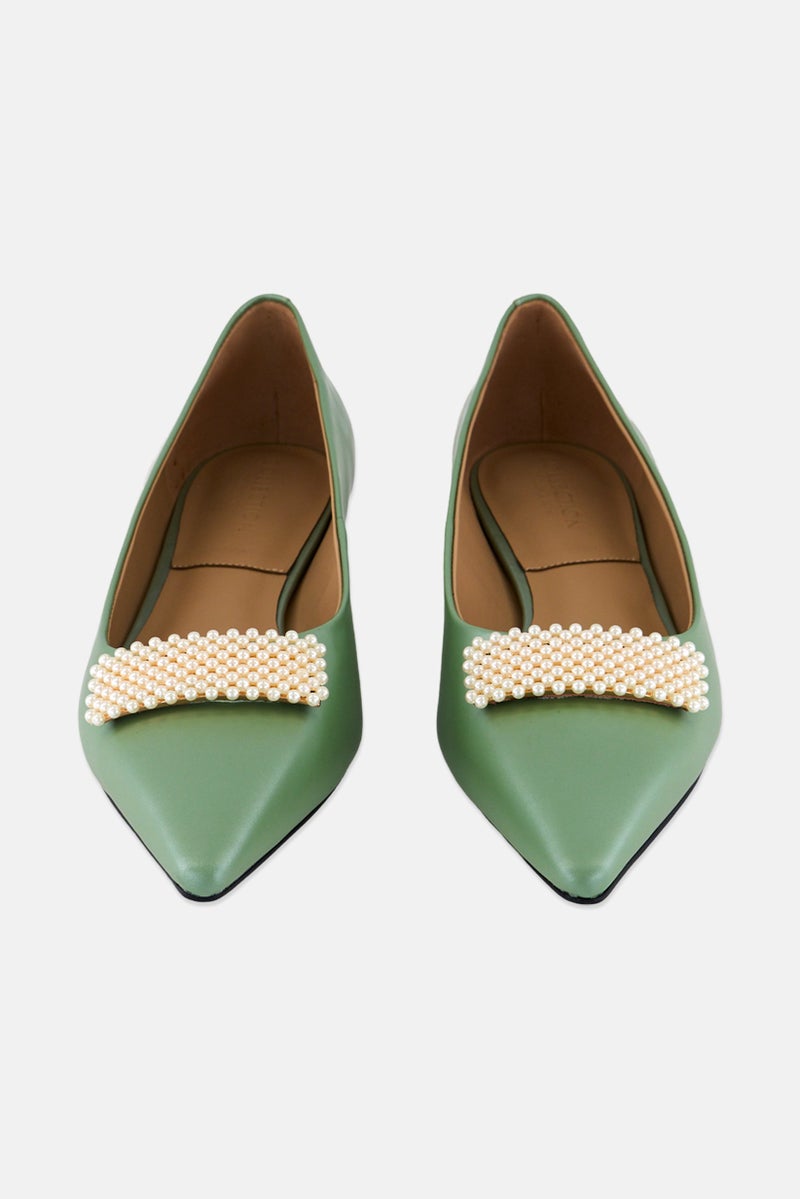 CHARLES & KEITH Women Slip On Pumps, Sage Green  - Image 4