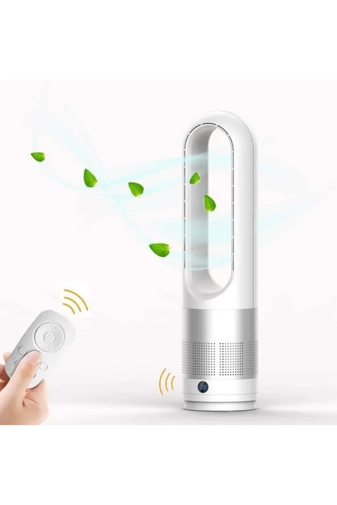 Beauenty 18 Inch Bladeless Fan for Bedroom with Remote Portable Standing Fan for Home Office(Silver White 18 inches) - Image 1