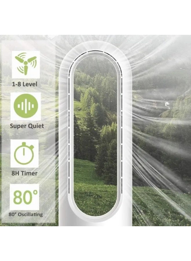 Beauenty 18 Inch Bladeless Fan for Bedroom with Remote Portable Standing Fan for Home Office(Silver White 18 inches) - Image 3