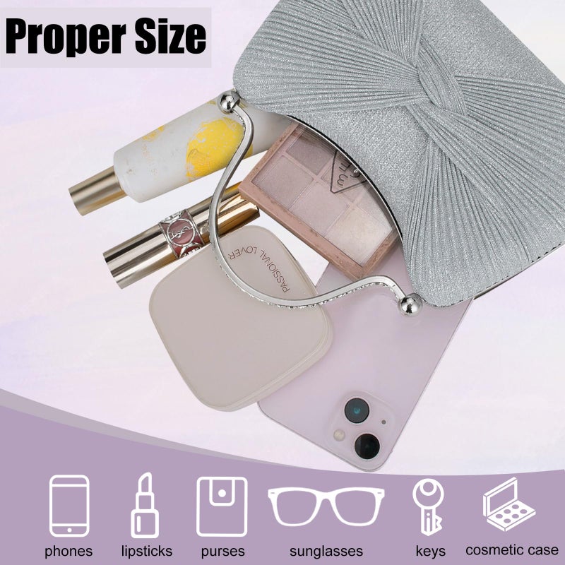 Simcat Clutch Purses for Women, Shiny Pleated Evening Bag Wedding Purse with Chain, Crossbody Shoulder Handbags for Wedding Party Prom - Image 4