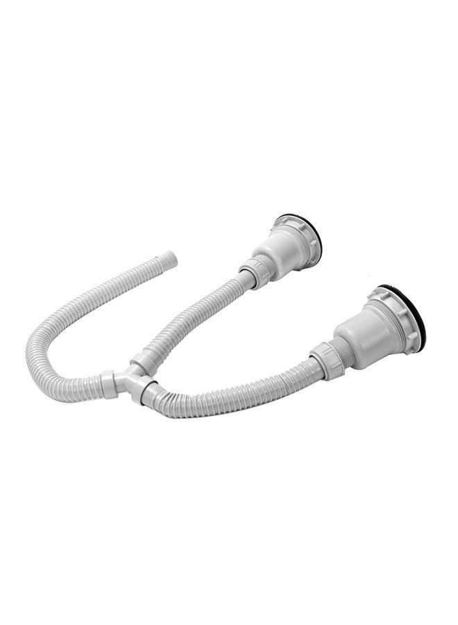 LAWAZIM Double Sink Drain Hose - 30×30×60cm - Y-Shaped Flexible Dual Kitchen & Bathroom Sink Basin Drain Pipe with Strainer Basket & Stopper, Easy Install Universal Waste Pipe Assembly - Image 3