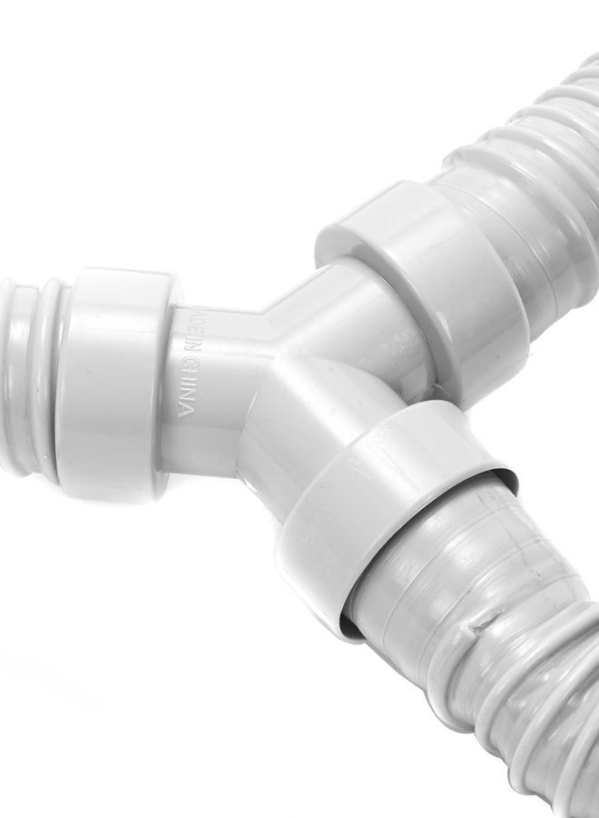 LAWAZIM Double Sink Drain Hose - 30×30×60cm - Y-Shaped Flexible Dual Kitchen & Bathroom Sink Basin Drain Pipe with Strainer Basket & Stopper, Easy Install Universal Waste Pipe Assembly - Image 4