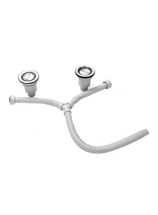 LAWAZIM Double Sink Drain Hose - 30×30×60cm - Y-Shaped Flexible Dual Kitchen & Bathroom Sink Basin Drain Pipe with Strainer Basket & Stopper, Easy Install Universal Waste Pipe Assembly - Image 1