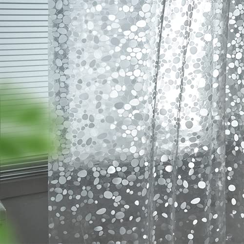 Ga-Geetopia EVA Clear Thin Shower Curtain Liner, Pebble Pattern 72x72 Inch Lightweight Plastic Bathroom Shower Showroom Inner Curtain with Rustproof Metal Grommets and Weighted Magnets(NO Hooks) - Image 1