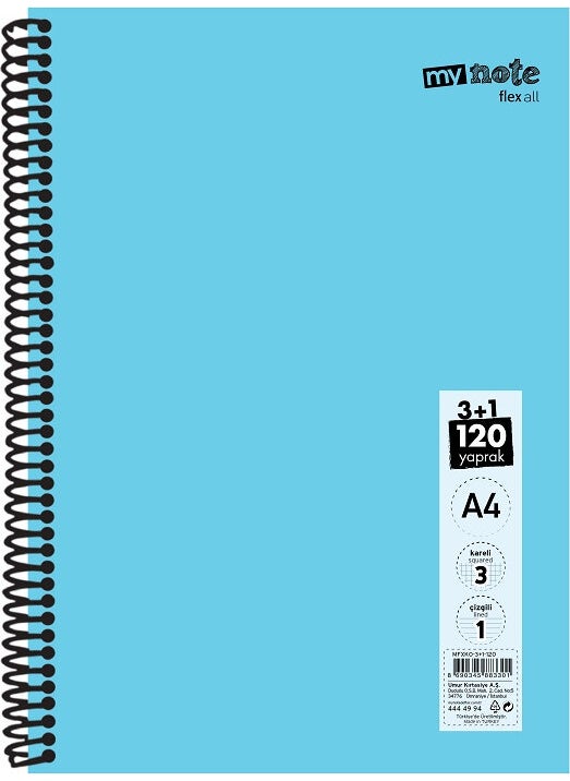 Mynote Flex Themed Notebook A4 3+1 120YP MFXKO-3+1-120 30002160 6 Pieces 