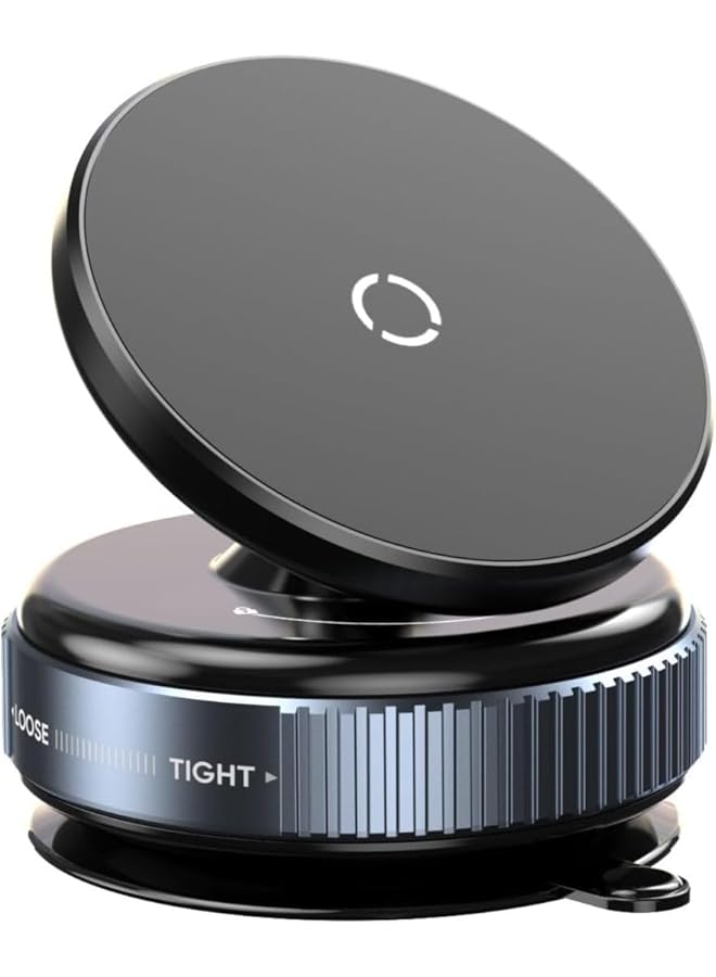 S-TOP Magnetic Car Phone Mount, Wireless Charging, Vacuum Suction Cup Base, 360-Degree Rotation, Black - Image 1