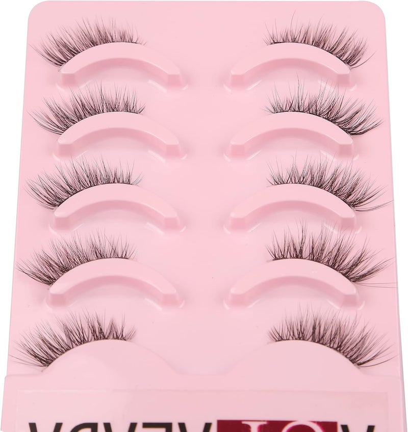 aupalada False Eyelashes Half Lashes Cat Eye Faux Mink Lashes Natural Short Fluffy Accent Eye Lashes Pack 5 Pairs Pack - Image 5