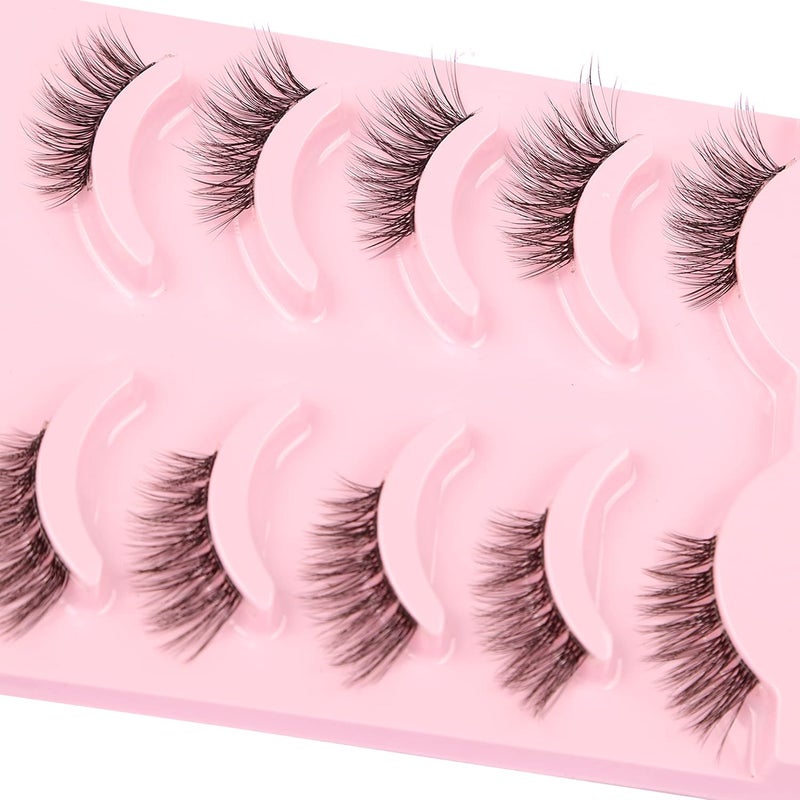 aupalada False Eyelashes Half Lashes Cat Eye Faux Mink Lashes Natural Short Fluffy Accent Eye Lashes Pack 5 Pairs Pack - Image 4