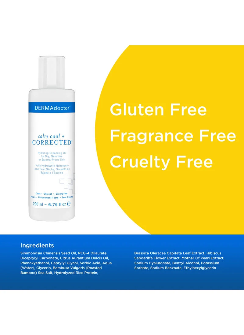 DERMAdoctor Calm Cool & Corrected Gentle Cleansing Oil & Makeup Remover for Dry, Sensitive & Eczema-Prone Skin 200 mL