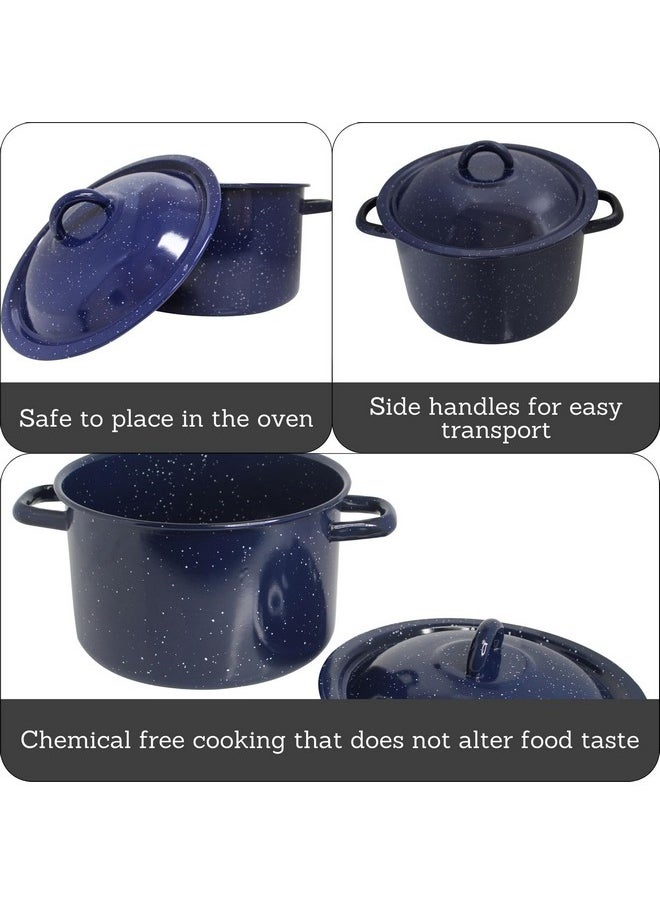 Imusa IMUSA C20666-1063310W 6-Quart Blue Speckled Enamel Stock Pot with Lid  - Image 2