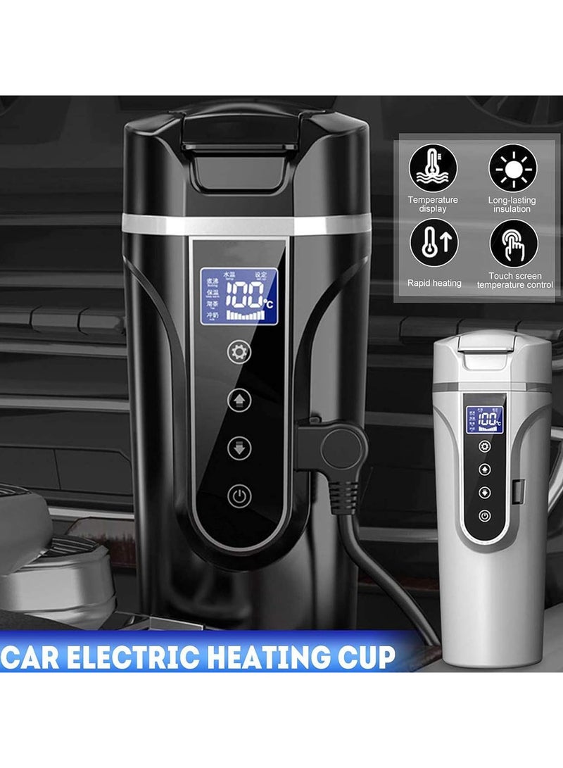 AROAQ Car Electric Kettle 500ml 12‑24V Car Heating Cup Car Heated Mug Stainless Steel LCD Intelligent Temperature Display Travel Electric Coffee Cup for Tea Coffee Milk - Image 2