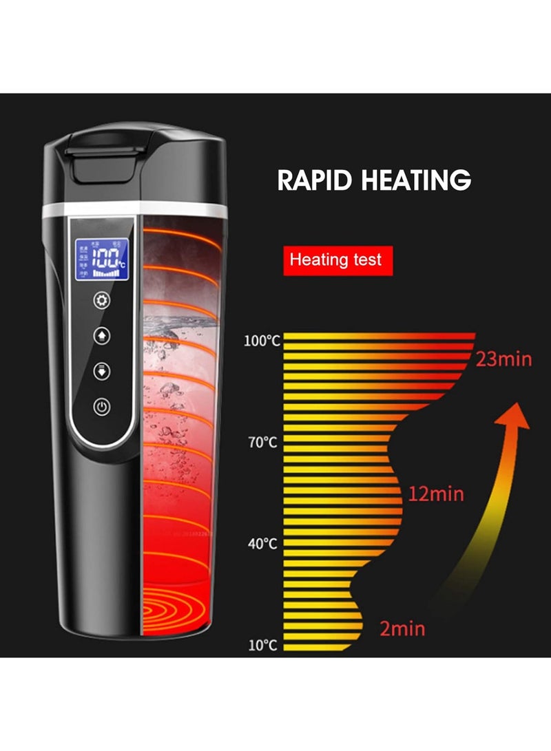 AROAQ Car Electric Kettle 500ml 12‑24V Car Heating Cup Car Heated Mug Stainless Steel LCD Intelligent Temperature Display Travel Electric Coffee Cup for Tea Coffee Milk - Image 5