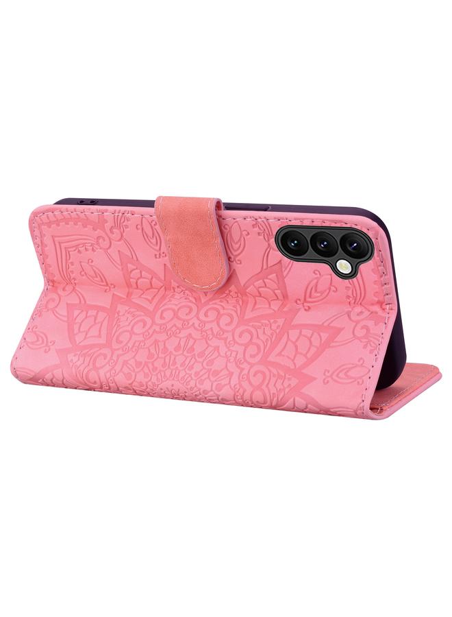 اس-توب جراب لهاتف Samsung Galaxy A26 / A16 مصنوع من جلد العجل مزدوج الطي منقوش بنقوش ماندالا - Image 4