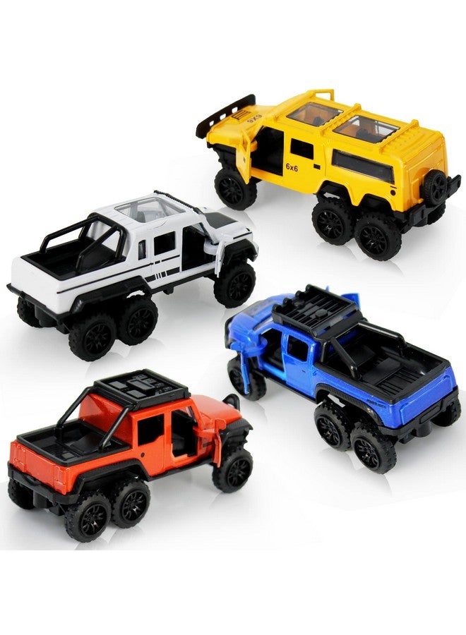 KIDAMI Diecast Toy Trucks 4 Pack Pull Back Toy Cars Openable Doors Off-Road Car Toys Birthday Gift for Boys and Toddlers (Original) - Image 4