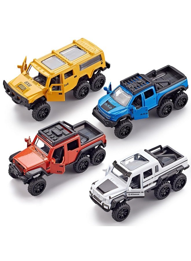 KIDAMI Diecast Toy Trucks 4 Pack Pull Back Toy Cars Openable Doors Off-Road Car Toys Birthday Gift for Boys and Toddlers (Original) - Image 1