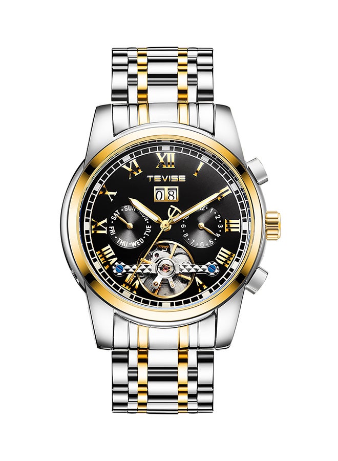 Tevise Men's Skeleton Automatic Mechanical Watch - 43 mm - Silver/Gold - Image 1