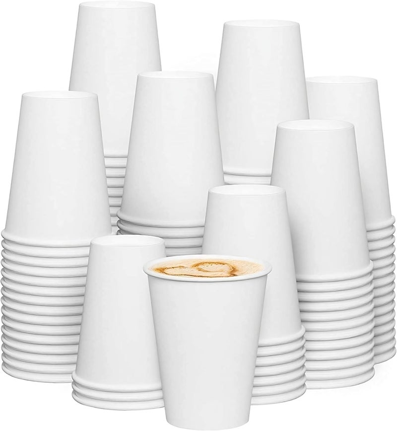 AL FAKHAMA Paper Cups 8oz (50 Pack) White Disposable Coffee Cups for Hot & Cold Drinks - Image 1