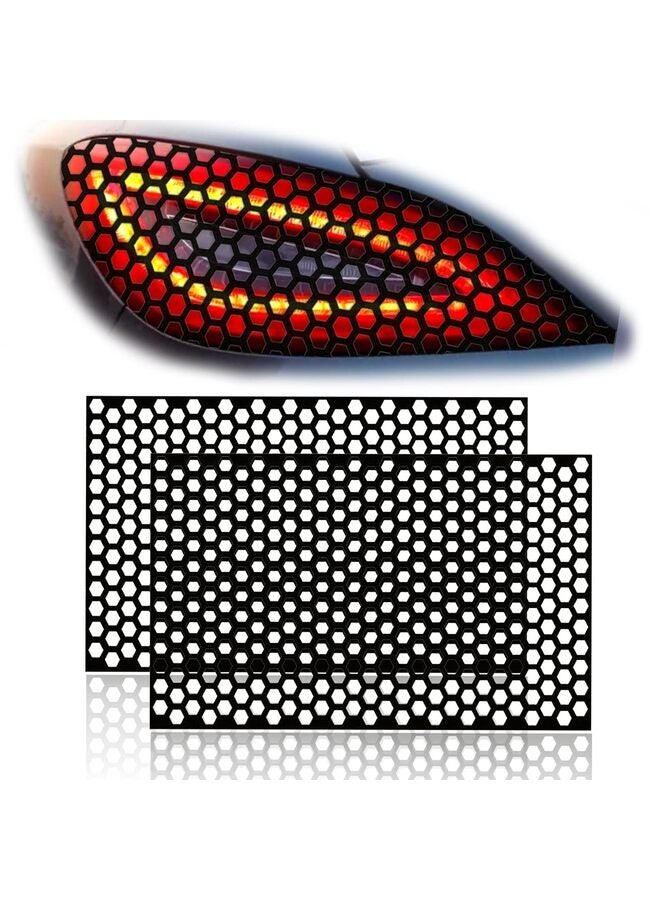 2Pcs Universal Car Rear Tail Light Lamp Stickers Honeycomb Type Decal,Car DIY Self Adhesive Tint Film Sheet for Car Rear Tail Light Headlamp Taillight Cover Trim18.89'' x 11.81''?Black? - Image 2