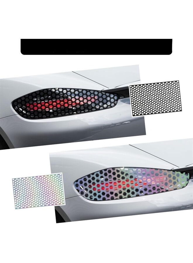 2Pcs Universal Car Rear Tail Light Lamp Stickers Honeycomb Type Decal,Car DIY Self Adhesive Tint Film Sheet for Car Rear Tail Light Headlamp Taillight Cover Trim18.89'' x 11.81''?Black? - Image 1