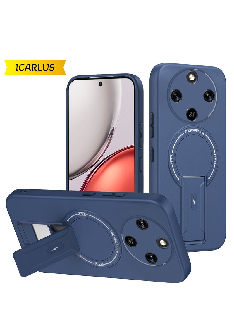 ICARLUS Kickstand Case for Honor X9d 5G PC + TPU Phone Cover Support Magnetic Car Mount - Blue