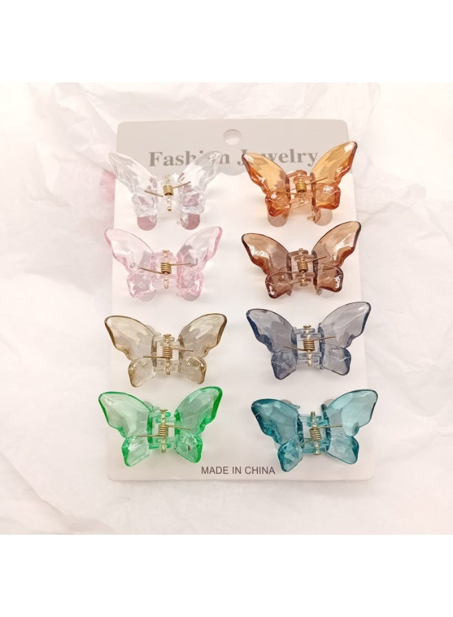Akarm “8 Pieces Transparent Butterfly Hair Clips for Girls - Classic Crystal Colors - Cute and Elegant Hair Accessories” - Image 1
