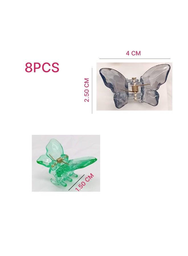 Akarm “8 Pieces Transparent Butterfly Hair Clips for Girls - Classic Crystal Colors - Cute and Elegant Hair Accessories” - Image 2