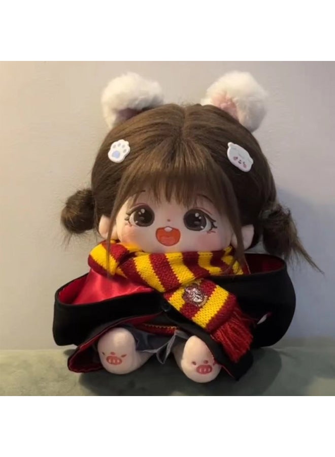 Chestnut Cotton Doll Girl Doll 20cm No Attribute Can Be Changed Plush Doll Friends Girl Birthday Gift-Specifications:20cm (with Skeleton Installed)-Color:Gift Box + Nude Baby + Hairstyle + Wizard Five-piece Set + Rabbit Ear + Glasses + Double Ponytail (gift) - Image 3