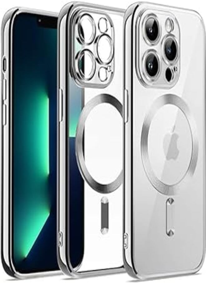 Generic - Next store Magnetic Clear Case for iPhone 13 Pro Max [Support Magsafe Charger] with Camera Lens Protector Shockproof TPU Full Body Protection Cover (Silver) - Image 1