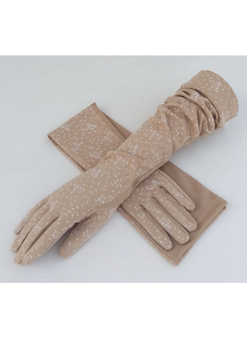 1 x 5 pcs UV-Blocking Breathable Cotton Gloves Khaki 