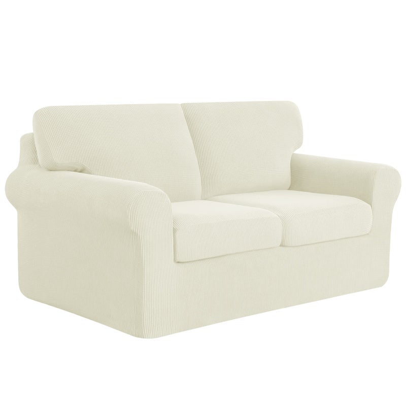SUBRTEX 5 Pieces Stretch Sofa Slipcover Sets Couch Cover Sets Backrest Cushion Covers Furniture Protector Collection Set for Oversize Sofa Loveseat Chair Slip Covers(Medium  Ivory) - Image 1