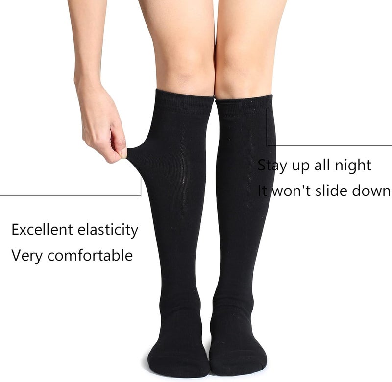 Leotruny 3 Pairs Women's Cotton Opaque Knee High Socks - Image 2