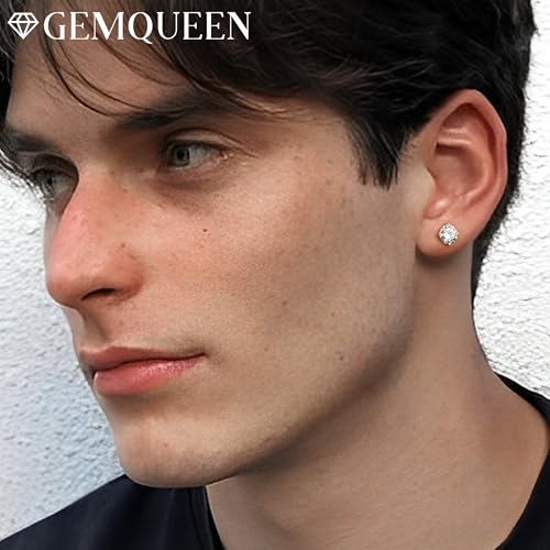 GEMQUEEN Moissanite Stud Earrings : 18K White Gold Plated Solid 925 Sterling Silver Earring Hypoallergenic Dainty Flat Back Stud Earrings Jewelry for Women Men D Color VVS1 Clarity - Image 4