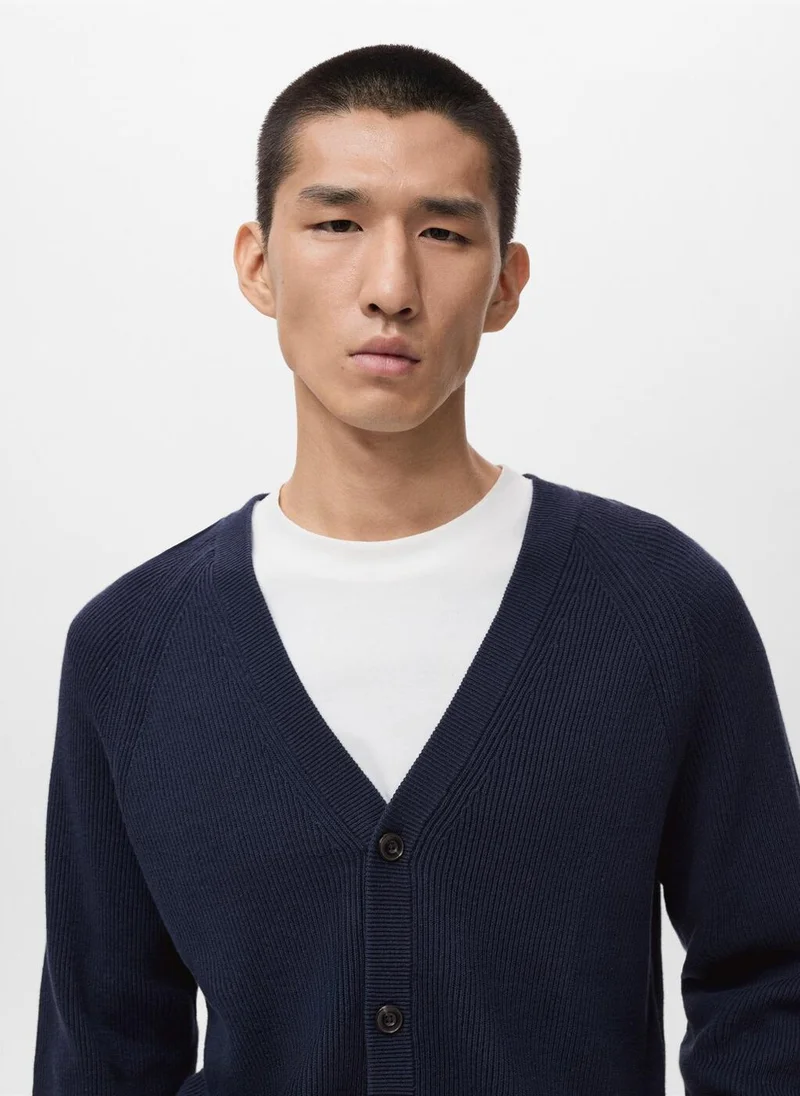 مانجو مان Ribbed knitted cardigan with buttons