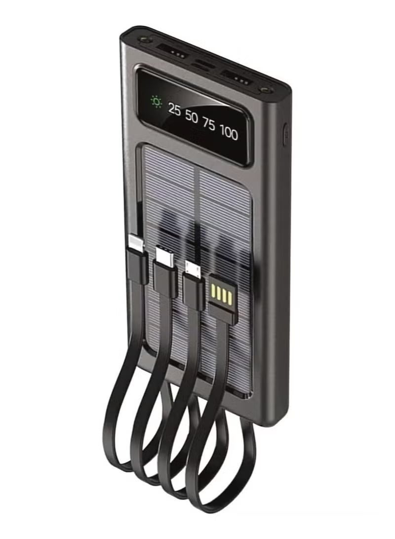 Solar Powerbank 30000mAh - Solar Power Bank – High-Capacity External Battery Pack with LED Flashlight, Dual USB Output Ports, Fast Charging Support, Portable Charger for Smartphones, Tablets, and USB Devices – Ideal for Travel, Outdoor Use & Emergencies – Black - Image 1