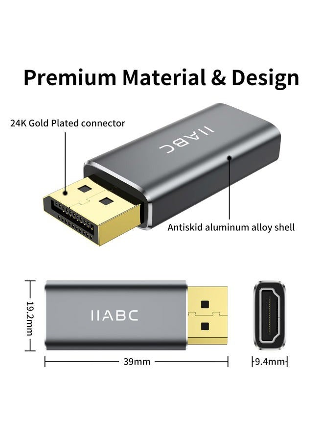 IIABC Displayport to HDMI Adapter， 4K 24K Gold Plated Displayport DP to HDMI Female Converter，Uni-Directional Display Port to HDMI Converter Compatible for Lenovo, HP, Dell &More- Grey - Image 5