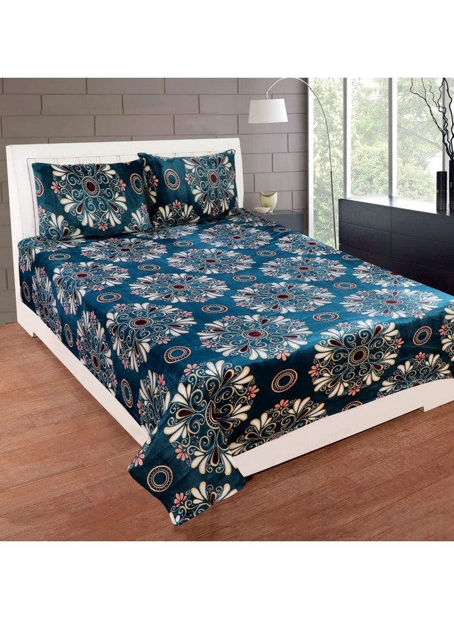 RD TREND 190 Gsm Flannel Warm Abstract Bedsheets For Winter,Double Flat Size 90 X 100 Inches,2 Pillow Covers 18 X 28 Inches(Teal Green,Double Flat), 300 TC - Image 1