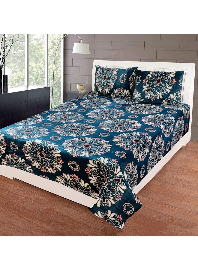 RD TREND 190 Gsm Flannel Warm Abstract Bedsheets For Winter,Double Flat Size 90 X 100 Inches,2 Pillow Covers 18 X 28 Inches(Teal Green,Double Flat), 300 TC - Image 5