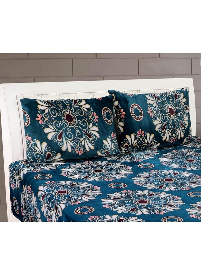 RD TREND 190 Gsm Flannel Warm Abstract Bedsheets For Winter,Double Flat Size 90 X 100 Inches,2 Pillow Covers 18 X 28 Inches(Teal Green,Double Flat), 300 TC - Image 3
