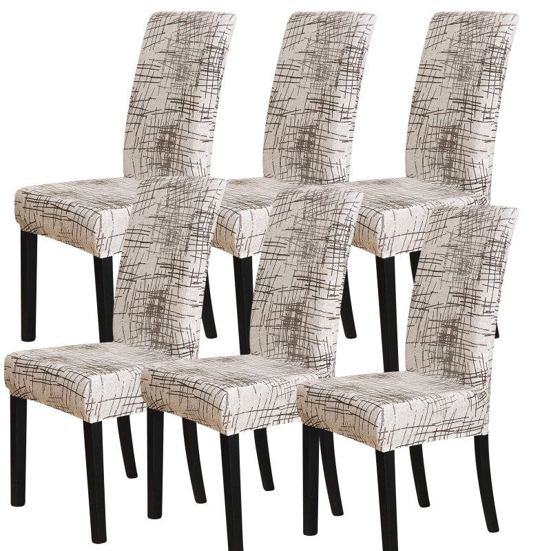FORCHEER Dining Chair Covers  Set of 6 Stretch Washable Removable Chair Covers for Dining Room  Kitchen 6 Pack Printed Geometric Pattern