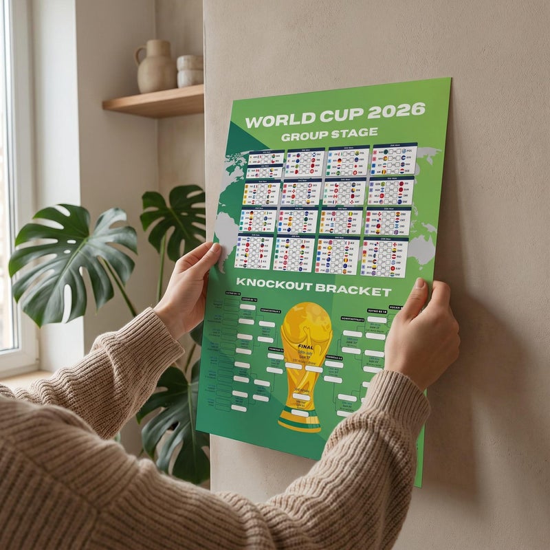 FIFA World Cup ARS Fine of Poster Official Football World Cup World Cup 2026 Group Stage Bracket Poster ET, PT or CT Timezone (84 x 59 cm) – 48 Team Fixtures, Dates, Stadiums & UK Time (BST) – 250gsm Uncoated Paper. (DESIGN A) - Image 2