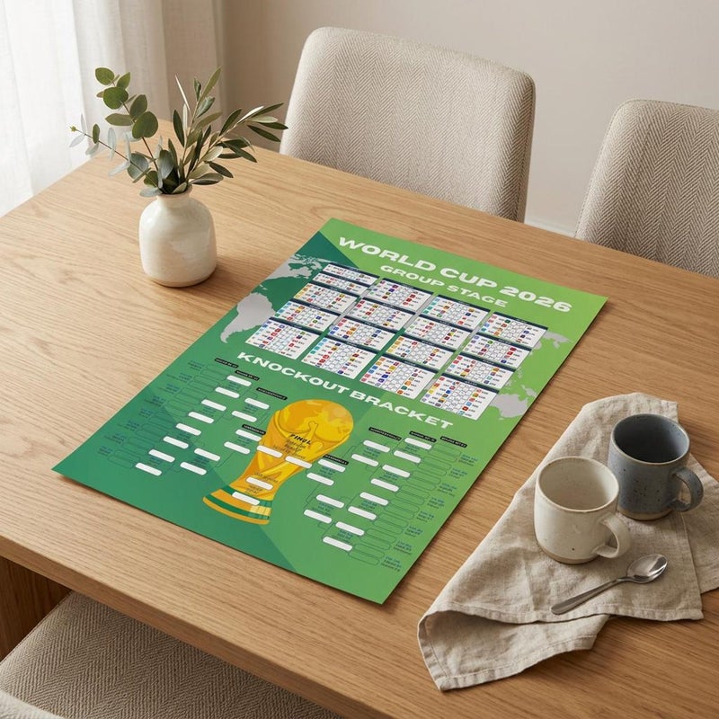 FIFA World Cup ARS Fine of Poster Official Football World Cup World Cup 2026 Group Stage Bracket Poster ET, PT or CT Timezone (84 x 59 cm) – 48 Team Fixtures, Dates, Stadiums & UK Time (BST) – 250gsm Uncoated Paper. (DESIGN A) - Image 4