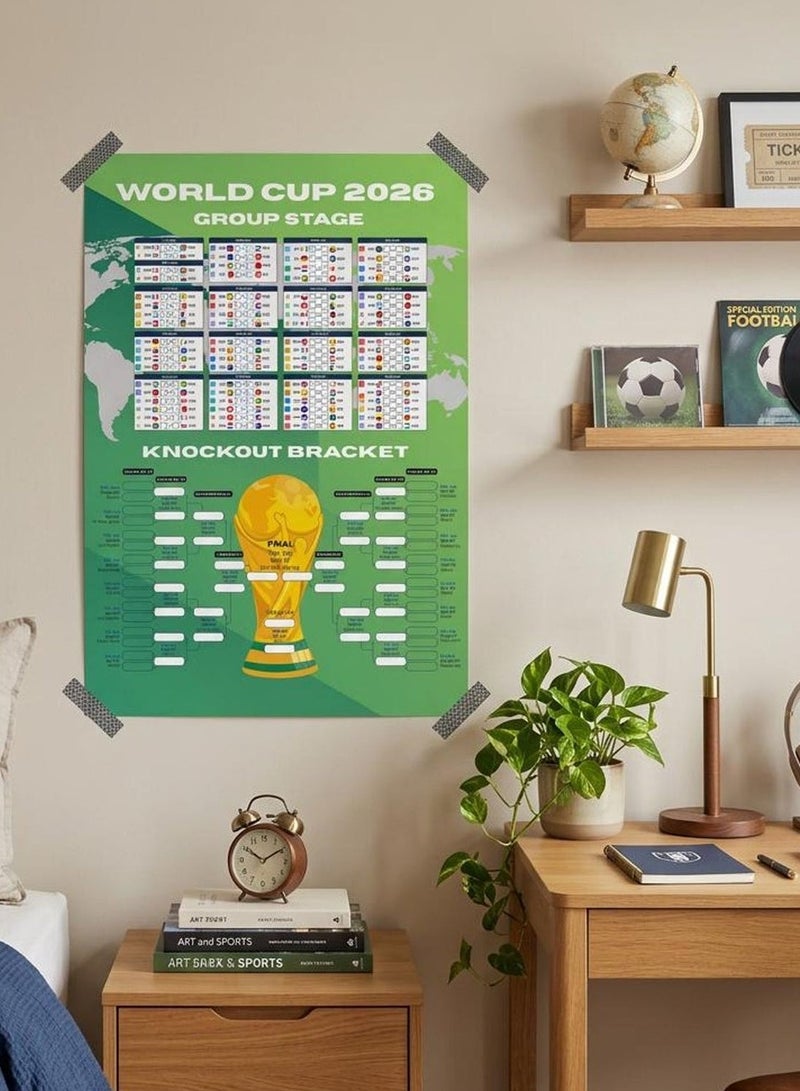 FIFA World Cup ARS Fine of Poster Official Football World Cup World Cup 2026 Group Stage Bracket Poster ET, PT or CT Timezone (84 x 59 cm) – 48 Team Fixtures, Dates, Stadiums & UK Time (BST) – 250gsm Uncoated Paper. (DESIGN A) - Image 1