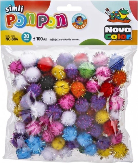 Pom Pom Glitter 20 mm Mixed Color Glitter 100PCS (NC-884)