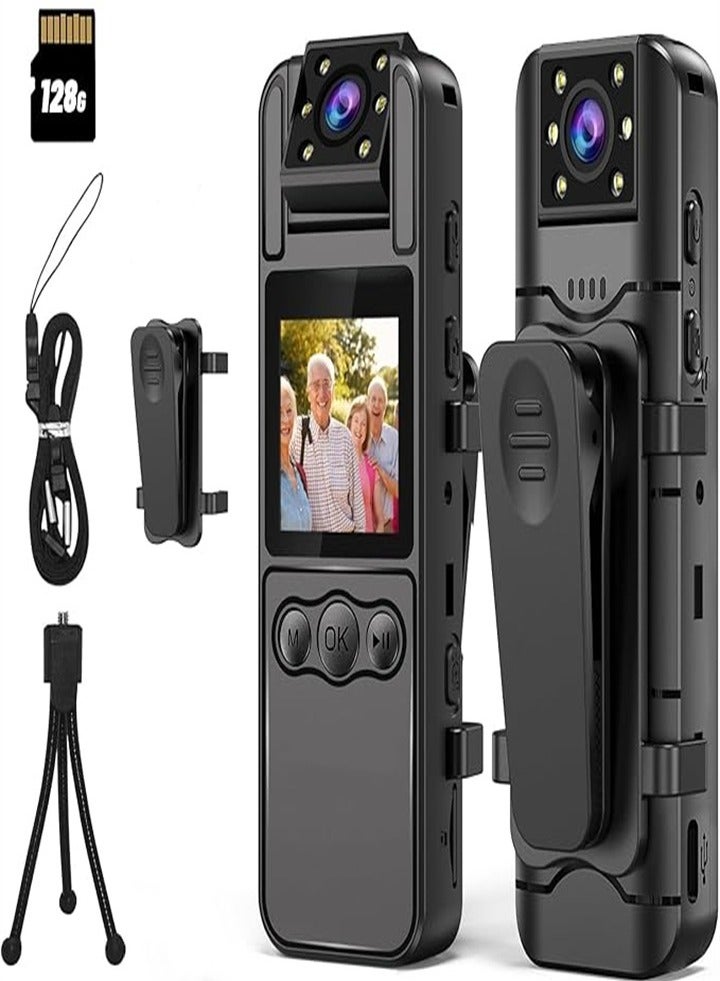 Mini body camera with 128GB, with audio and video, 1080P WiFi body camera, wearable body camera, portable small body camera, personal wearable camera - Image 1