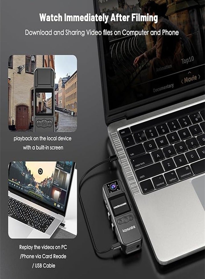 Mini body camera with 128GB, with audio and video, 1080P WiFi body camera, wearable body camera, portable small body camera, personal wearable camera - Image 5