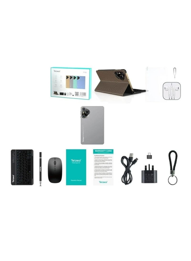 Telzeal P100 Android 13 Tablet – 10.1-Inch HD Display, 8GB RAM + 512GB ROM, Octa-Core Processor, Dual SIM + 5G WiFi Connectivity, 8000mAh Long Battery Life, Includes Wireless Keyboard & Mouse, Front & Rear Cameras – Sleek Grey Design for Work, Study & Entertainment - Image 2