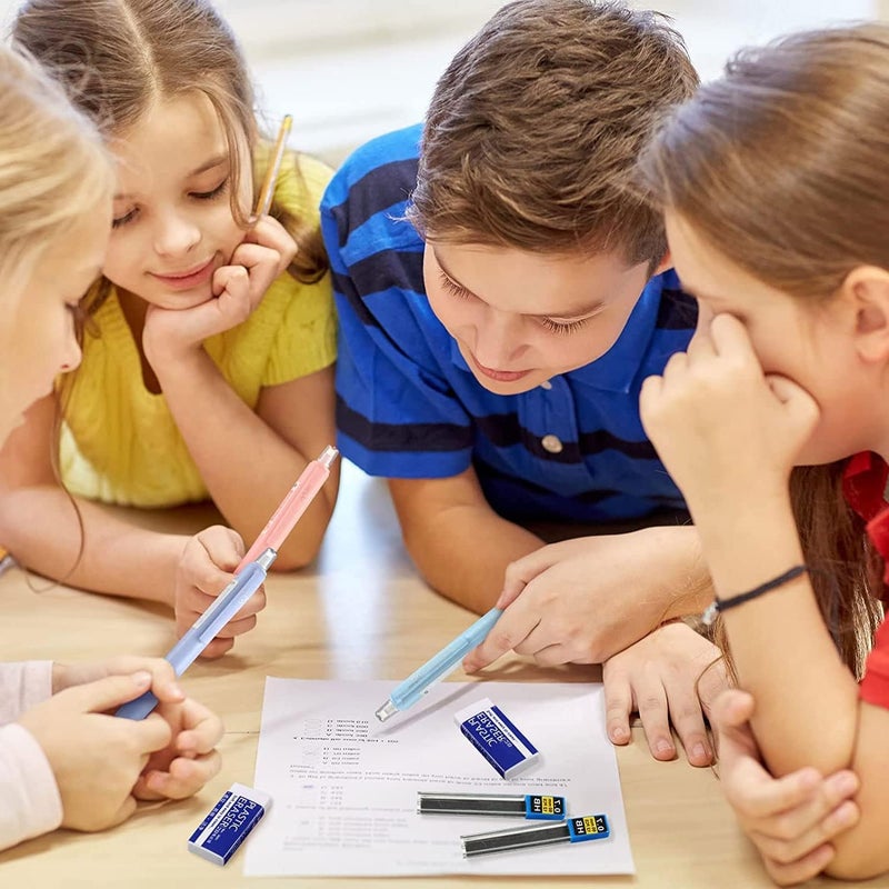 إكسفور مجموعة أقلام رصاص ميكانيكية، 6 أقلام رصاص ميكانيكية باستيل 0.7 مم مع 6 ممحاة و12 أنبوبًا من الرصاص HB، مجموعة أقلام رصاص ميكانيكية للأطفال، أدوات مدرسية، كتابة، رسم تخطيطي، هدية جائزة للطلاب - Image 2