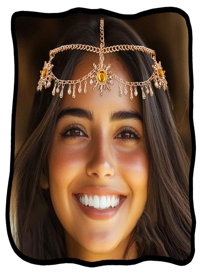 ووي مجوهرات سلسلة رأس ذهبية مرصعة بأحجار الراين، طوق رأس للجبهة للنساء - Image 1