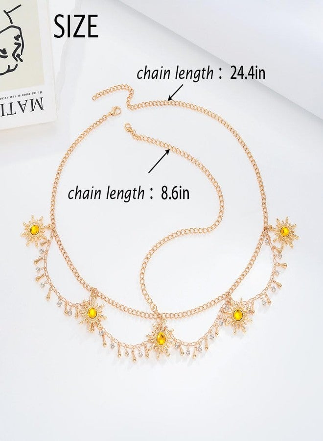 ووي مجوهرات سلسلة رأس ذهبية مرصعة بأحجار الراين، طوق رأس للجبهة للنساء - Image 2